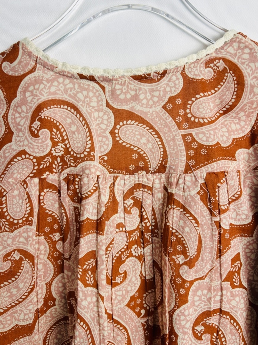 BILA77 Boho Romantic Blouse Top Festival Western Prairie Clay Terracotta Size XS - Picture 9 of 14